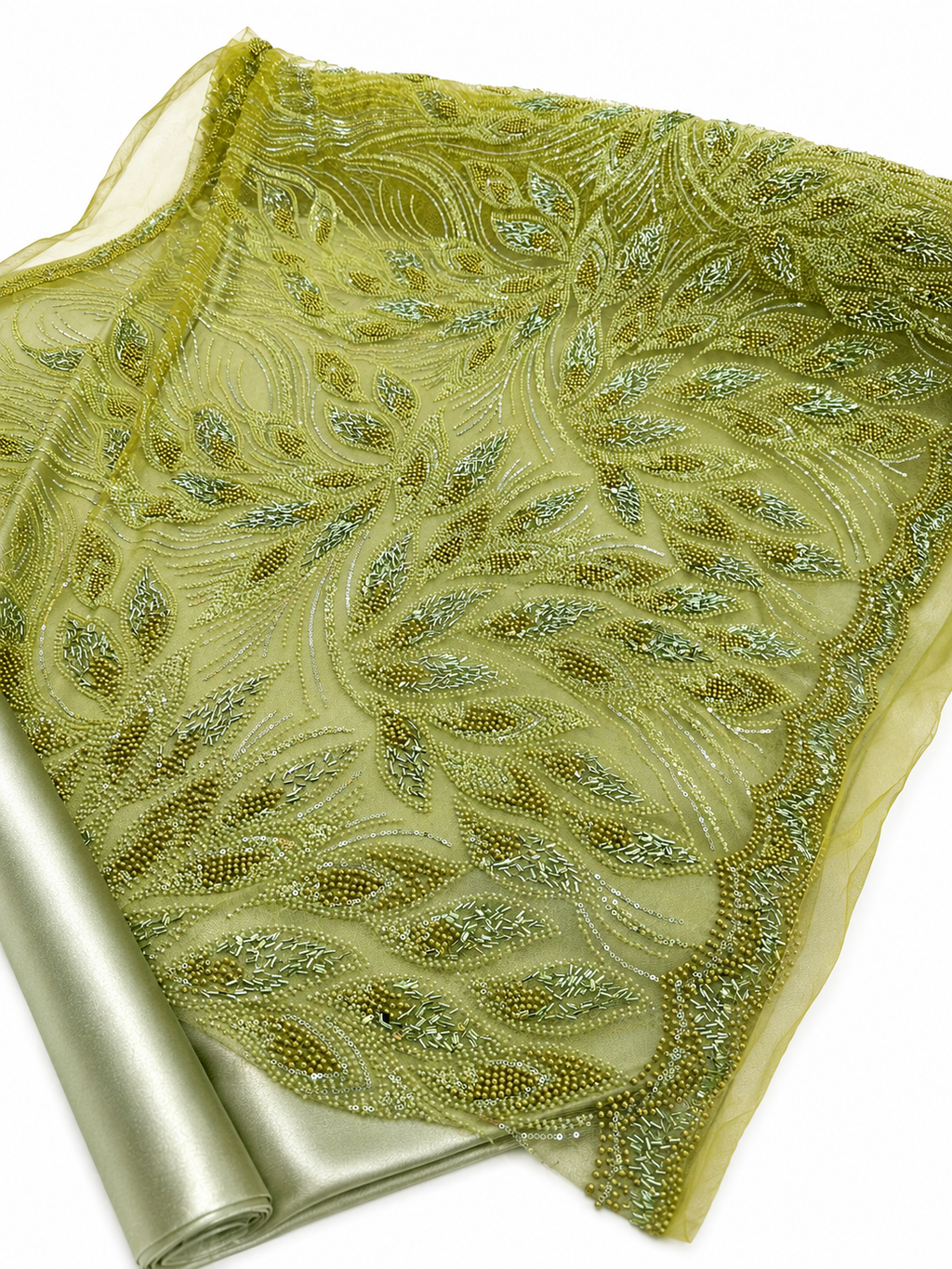 PERLAGE + DOUBLURE VERT PISTACHE / METRE