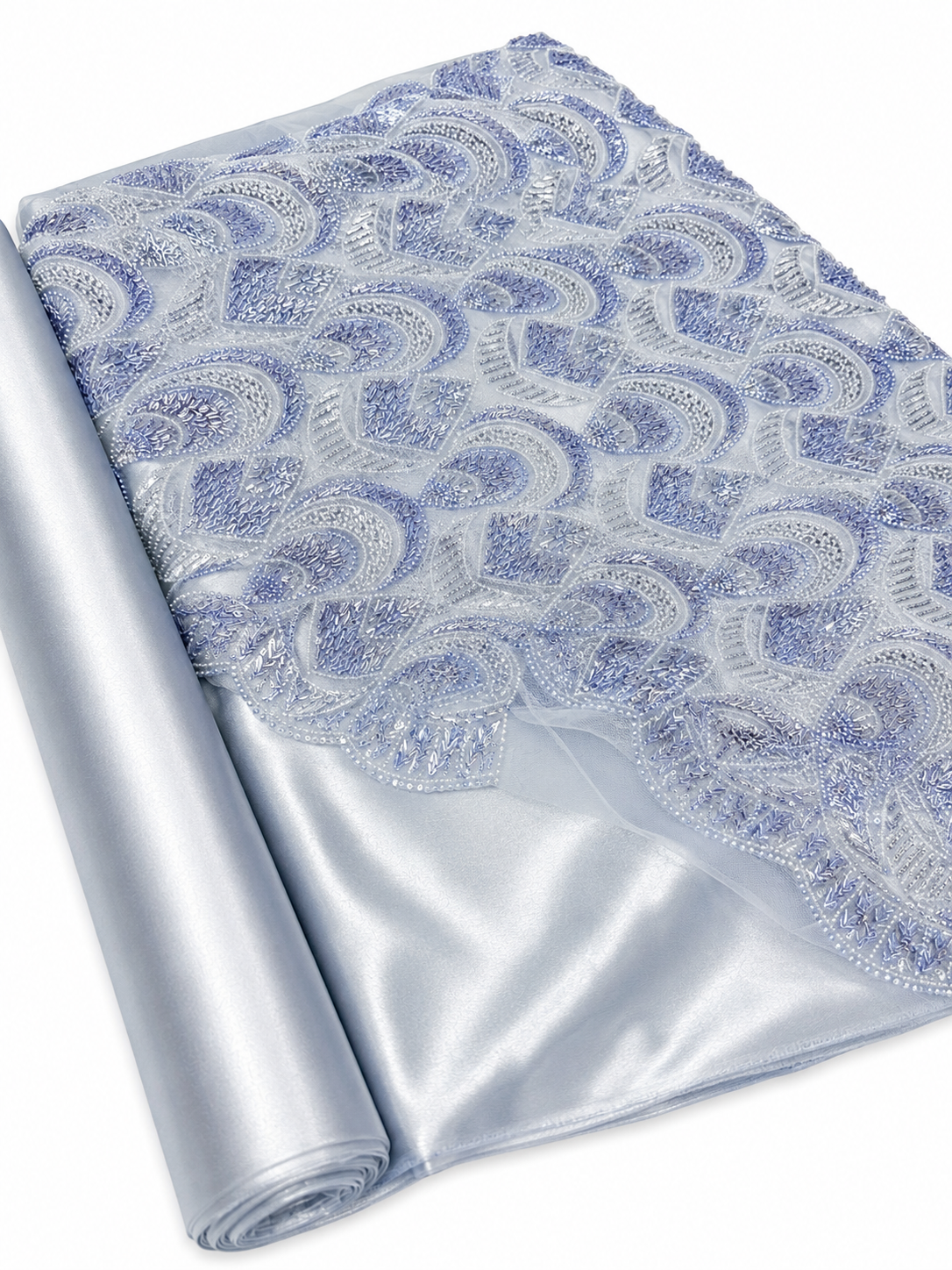 PERLAGE + DOUBLURE BLEU CIEL / METRE